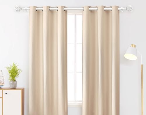 USFOOK White Curtain Rod 32-58 Inches 78 Inch Diameter Telescoping Splicing Rods with Twisted Cage Finials