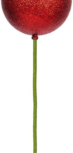 Vickerman 4 Inch Red Glitter Ball Ornament Stick 6 Pack