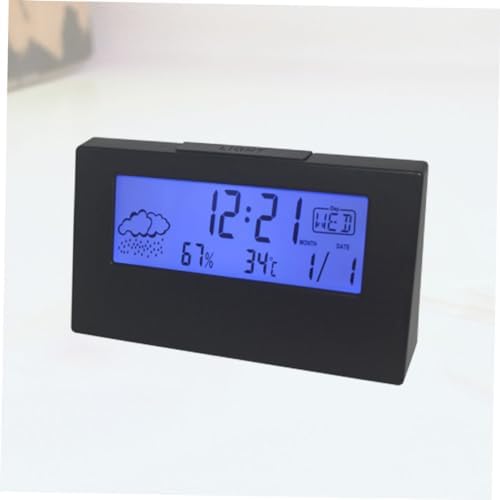 ABOOFAN LCD Temperature Humidity Alarm Clock with Weather