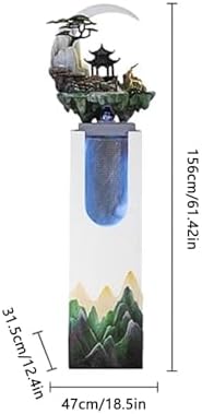 HASMI Yellow Fountain Floor Standing Fountain with LED Lights and Artificial Rockery