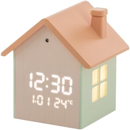 FLAITO Mood Home LED Table Clock - House-Shaped Night Light with Auto-Dimming and Snooze