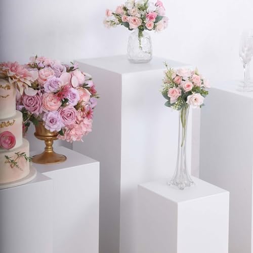 Set of 5 White Metal Rectangular Display Pedestals