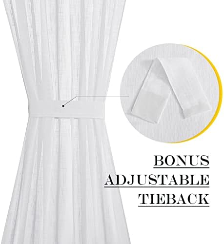 NICETOWN Sidelight Sheer Door Curtain - 26 x 50 Inch White