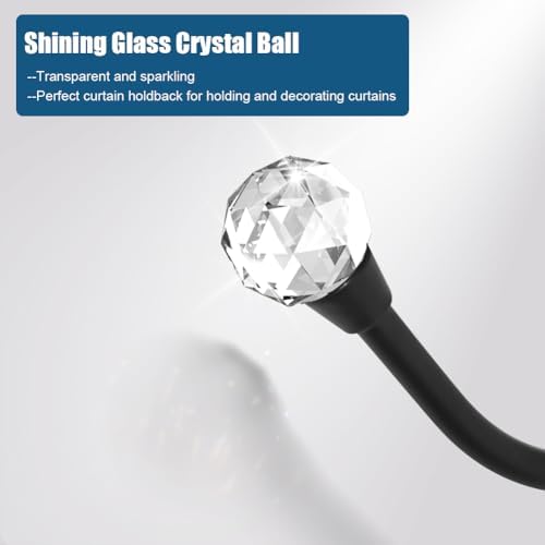 Crystal Decorative U-Shaped Curtain Holdback Copper Finish with Glass Ball Finial Wall Mounted 2-Pack