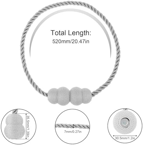 Magnetic Curtain Tiebacks 4 Pack for Window Drapes