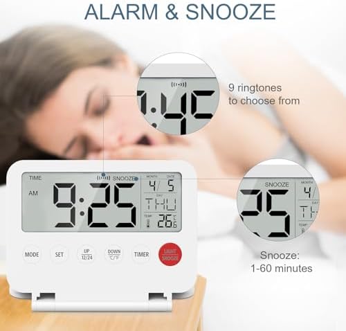 Ankilo Digital Travel Alarm Clock with Temperature and Countdown Timer