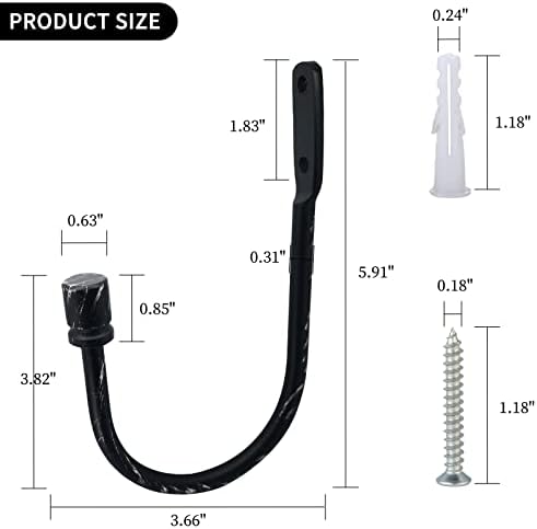 2 PCS Metal Curtain Holdbacks with End Cap Finials Black Brushed Silver