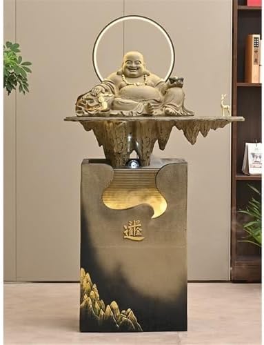 Yellow Floor-Standing Waterfall Fountain for Home Decor