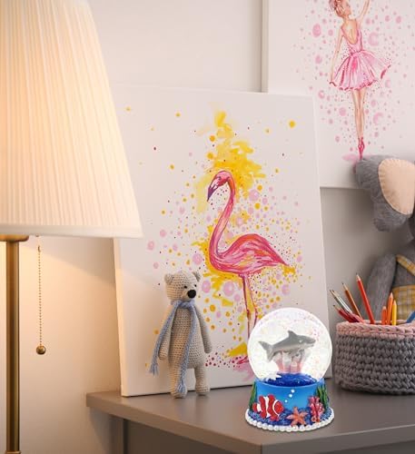 CoTa Global Shark Coral Snow Globe - Pink Glitter Decor 65mm