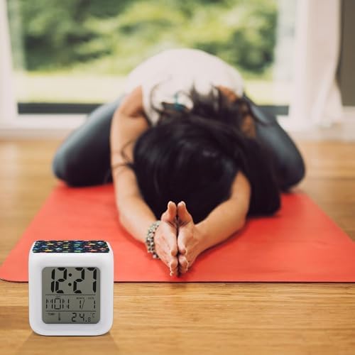 Simple Colorful Stars Alarm Clock with 7 LED Color Changing and Temperature Display