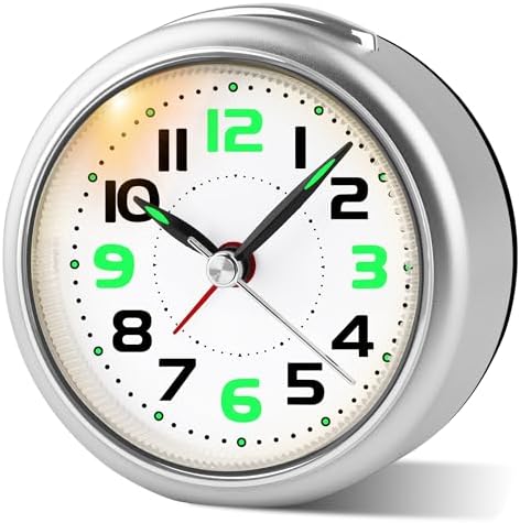 DTKID 327 Inch Analog Alarm Clock with Night Light and Snooze