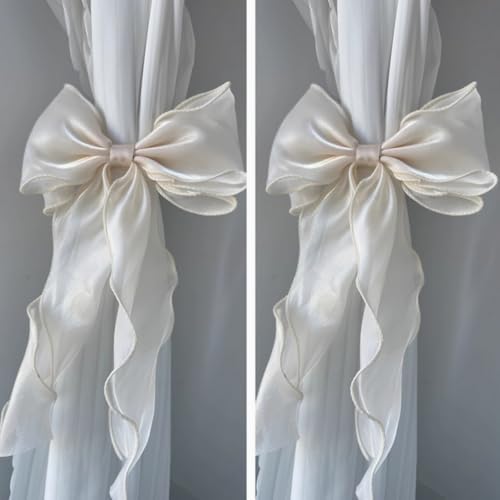 2 Pack French Silky Bow Curtain Holdbacks