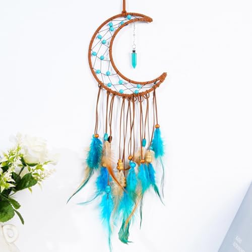 2 Pack DIY Feather Dream Catcher Kits Turquoise Wall Hanging Boho Decor for Adults