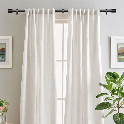 Adjustable Black Curtain Rod 32-60 Inches Heavy Duty