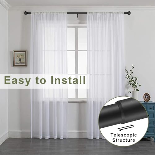 Vimayta 1 Inch Diameter Curtain Rods with Resin Finials 28-48 Inches