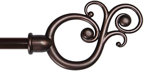 Kenney Valencia Large Scroll End Window Rod 28-48 Adjustable Chocolate Finish