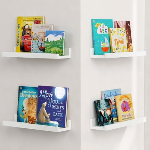 Forbena Wall Mounted Bookshelf Set of 4 White