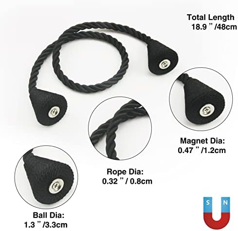 6 Pack Magnetic Curtain Tiebacks in Black