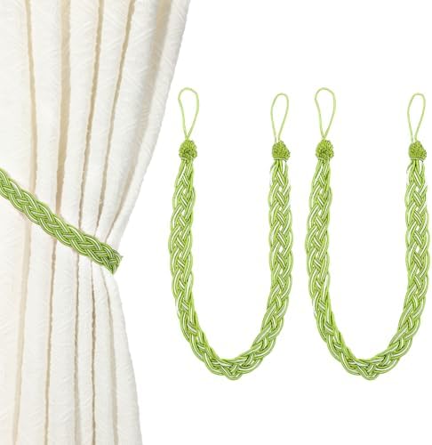 Uxcell 2 Pcs Light Green Braided Curtain Tiebacks