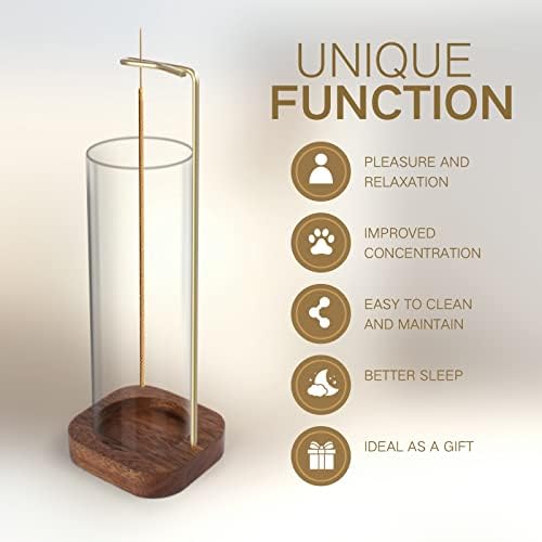YHAOEN Incense Holder with Anti-Ash Design and Glass Catcher