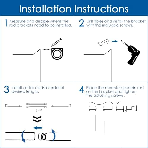 Adjustable White Curtain Rods 315-906 for Windows