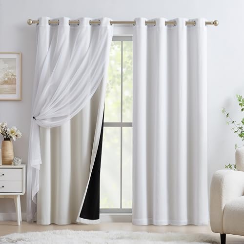 Lotusolution Beige Blackout Curtains Set 4Pcs