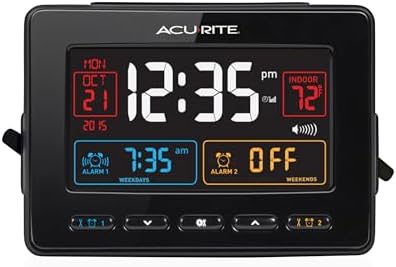 AcuRite Atomic Dual Alarm Clock with USB Charging Black