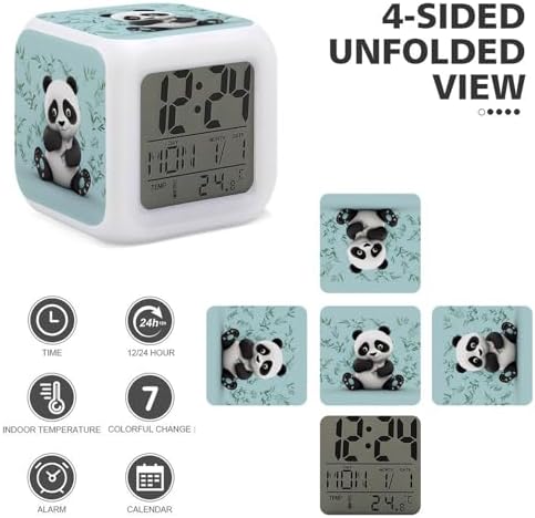 Panda Star 7-Color LED Alarm Clock with Night Light