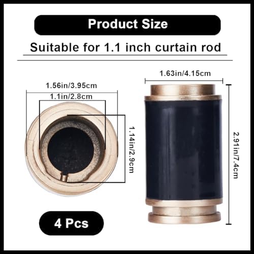 GORGECRAFT 4PCS Black Curtain Rod Finials Ends Caps 29x28mm Inner Diameter