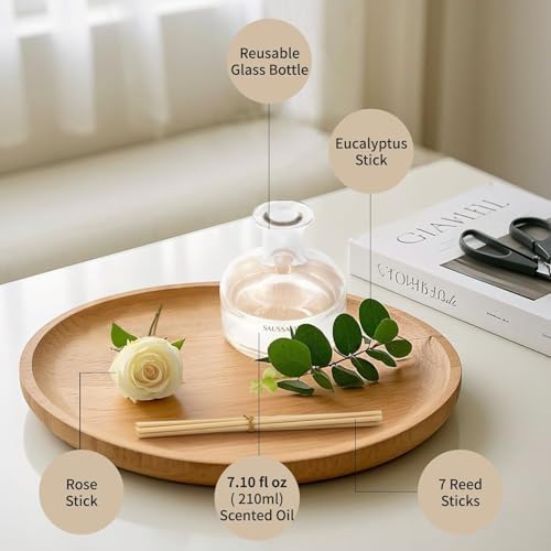 Saussavita Reed Diffusers Set 710 Oz Flower Scented Diffuser with 7 Sticks