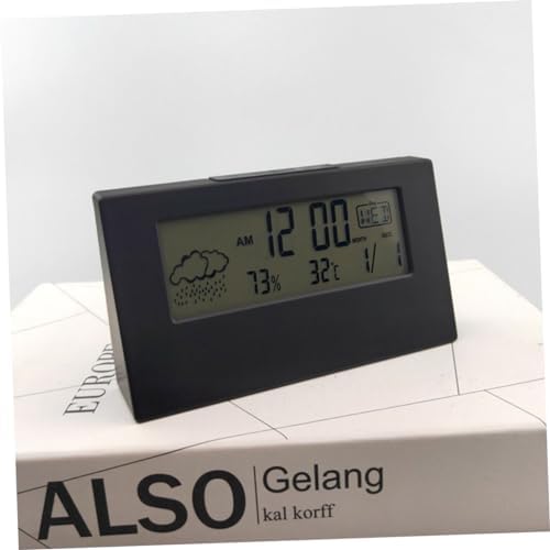 ABOOFAN LCD Temperature Humidity Alarm Clock with Weather