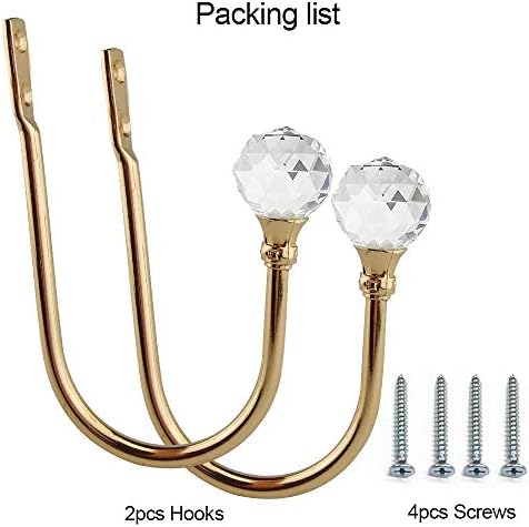 Coolnice 2 Pack Gold Curtain Holdbacks with Screws U Shape Curtain Tiebacks Hooks for Home Office