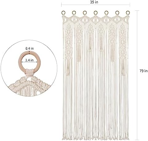 Boho Macrame Curtain Room Divider 79x35 Inches