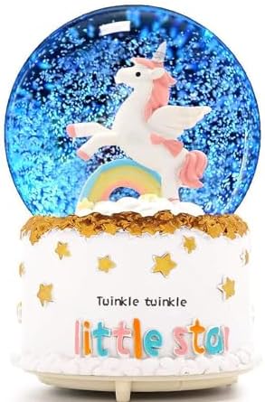 JORMEY Unicorn Musical Snow Globe with Lights