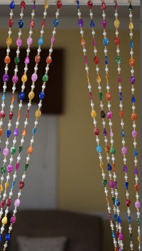 5-Piece Colorful Beaded Curtain Set - 5ft Decorative Boho Panels