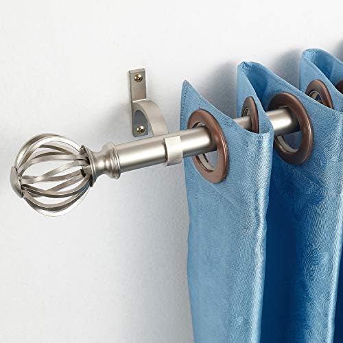 Adjustable Curtain Rod Set with Round Cage Finials
