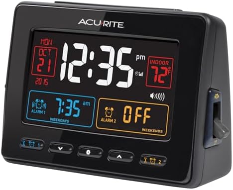 AcuRite Atomic Dual Alarm Clock with USB Charging Black