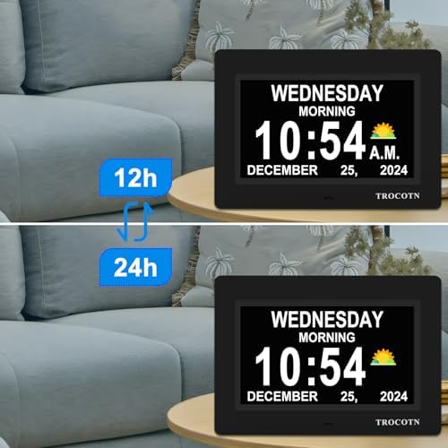 TROCOTN Dementia Clock 7 Inch Wall Display