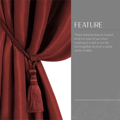 Elrene Home Fashions Amelia Tassel Tieback Red 24 Inches