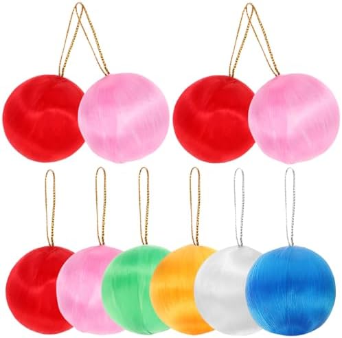 Amosfun 30pcs Colorful Silk Thread Ball Ornaments