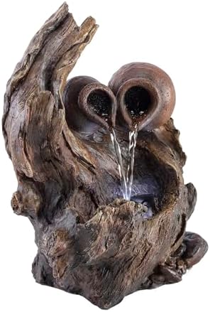 Alpine Corporation 14 Inch Tall Indoor Tabletop Fountain with LED Lights