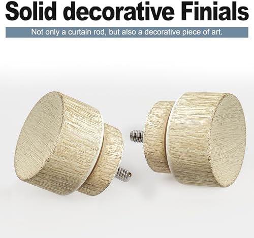 2 Pack White Oak Wood Grain Curtain Rods 1 Inch Diameter Adjustable Heavy Duty Boho Decorative for Windows