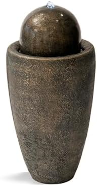 XBrand 2598 Inch H Brown Round Stone Water Fountain with LED Lights