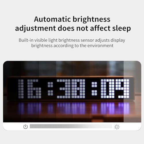 Creative LED Clock Solid Wood Design WiFi Sync Weather Display Voice Chime Multi-Use Decor