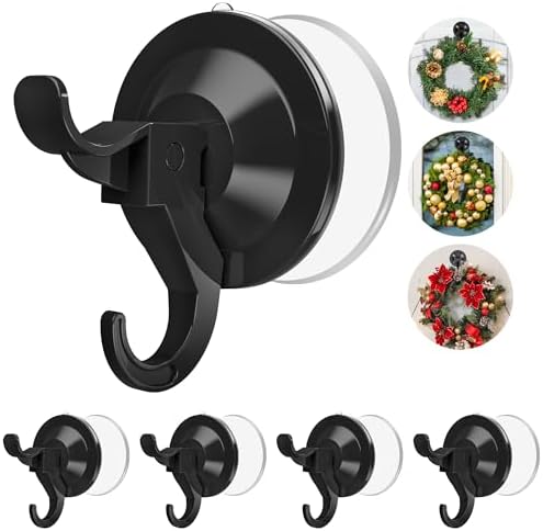 AENTGIU Wreath Door Hanger - 5 Pack Heavy Duty Suction Hooks for All Surfaces Up to 11 Lbs