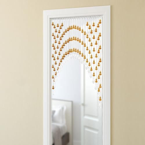 Arched Crystal Beaded Curtain for Doors and Windows Amber-Clear