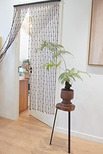 36 Inch x 72 Inch Hippie Boho Wooden Door Beaded Curtain Decor Set