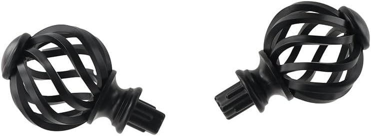 Pokinge 2Pcs Plastic Curtain Rod Finials Black Spiral Cage Shape 34 Inch Fit