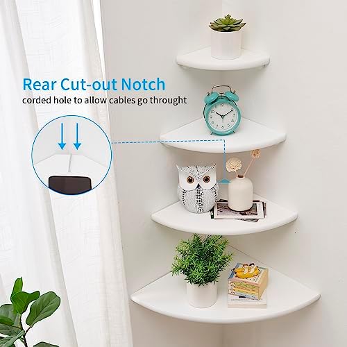 Solid Oak Corner Shelf Wall Mount 7in White