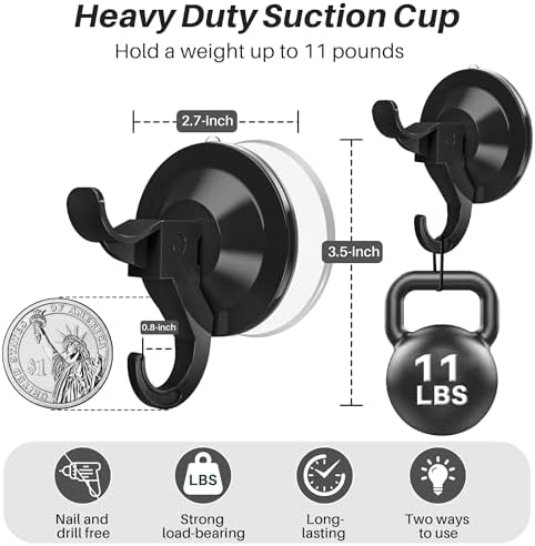 AENTGIU Wreath Door Hanger - 5 Pack Heavy Duty Suction Hooks for All Surfaces Up to 11 Lbs